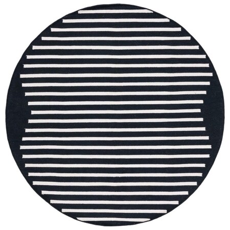 Safavieh 6 x 6 ft. Montauk Hand Woven Round Area Rug; Black & Ivory MTK313Z-6R